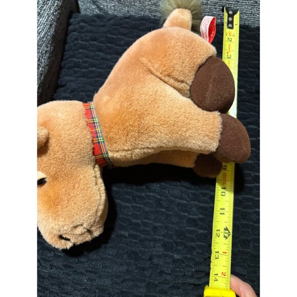 Russ Holiday Christmas Plush Moose Stuffed Animal With Plaid Bow 6200 Brown & Ta - Picture 8 of 8